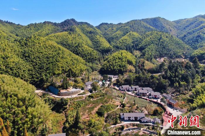 航拍江西井岡山市神山村，青山環(huán)繞，風(fēng)景秀美。　劉力鑫 攝