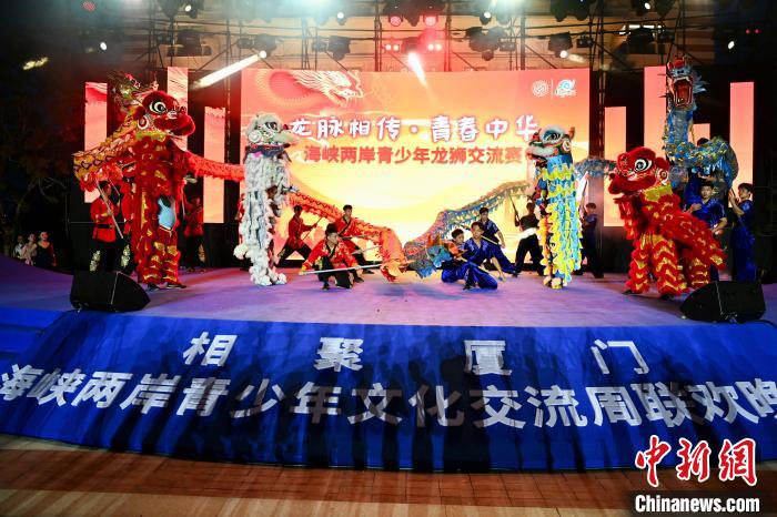 兩岸青少年同臺呈現(xiàn)龍獅表演?！⊥鯑|明 攝