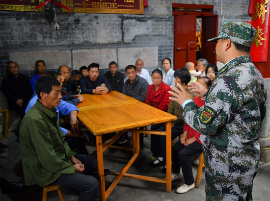 民兵學(xué)習(xí)宣講。受訪單位供圖